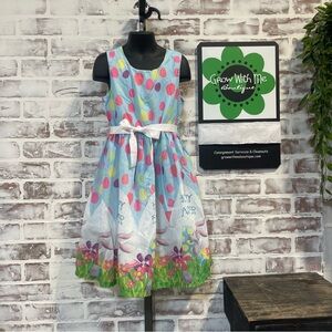 Hoppy Easter  Blue Polka Dot Kids Dress kids 7/8